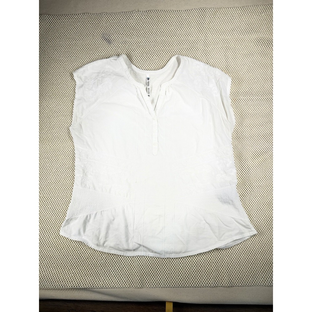 Kuhl Women's Cap Sleeve White Organic Cotton V-Neck Shirt